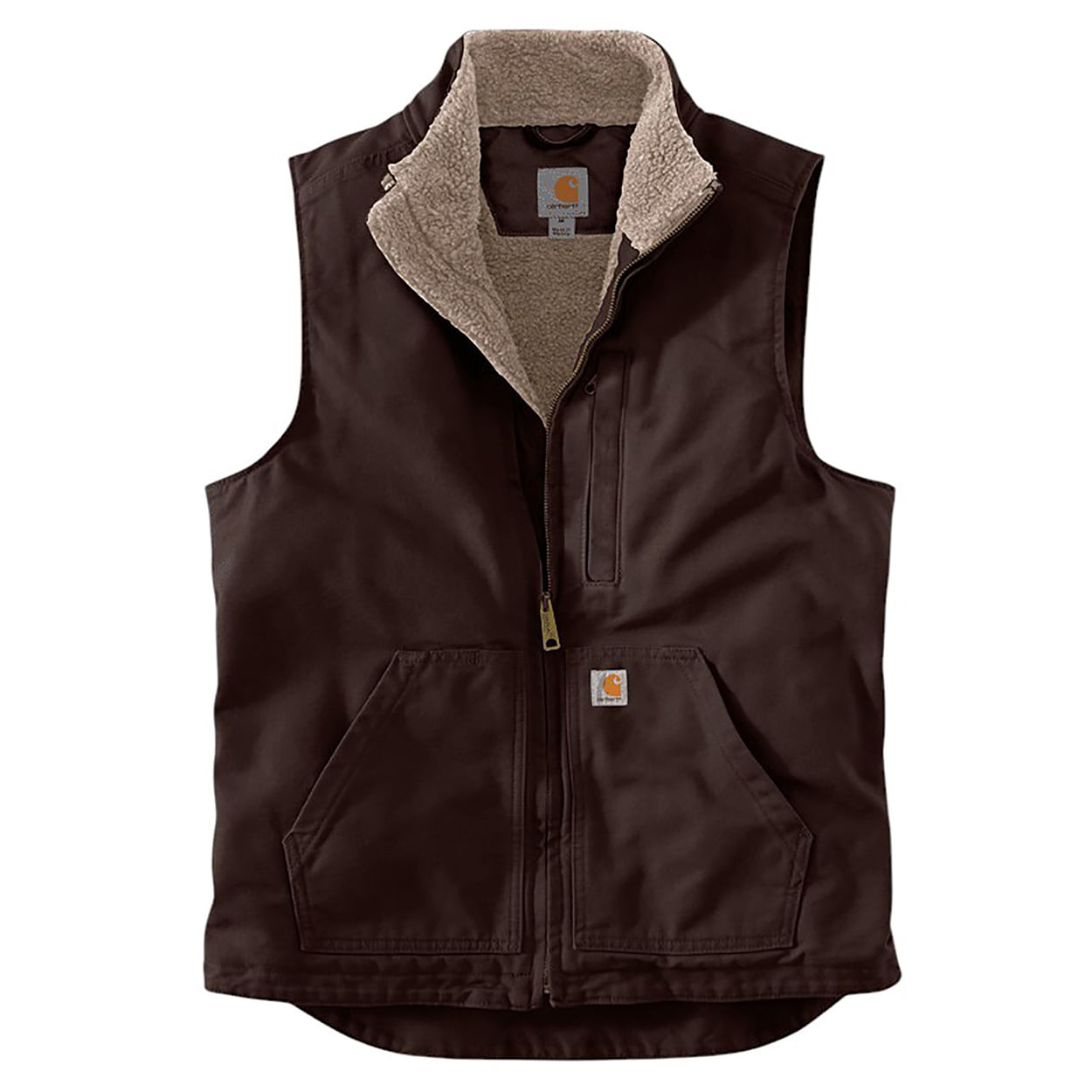 Carhartt-Loose-Fit-Washed-Duck-Sherpa-lined-Mock-neck-Vest---Men-s-Dark-Brown