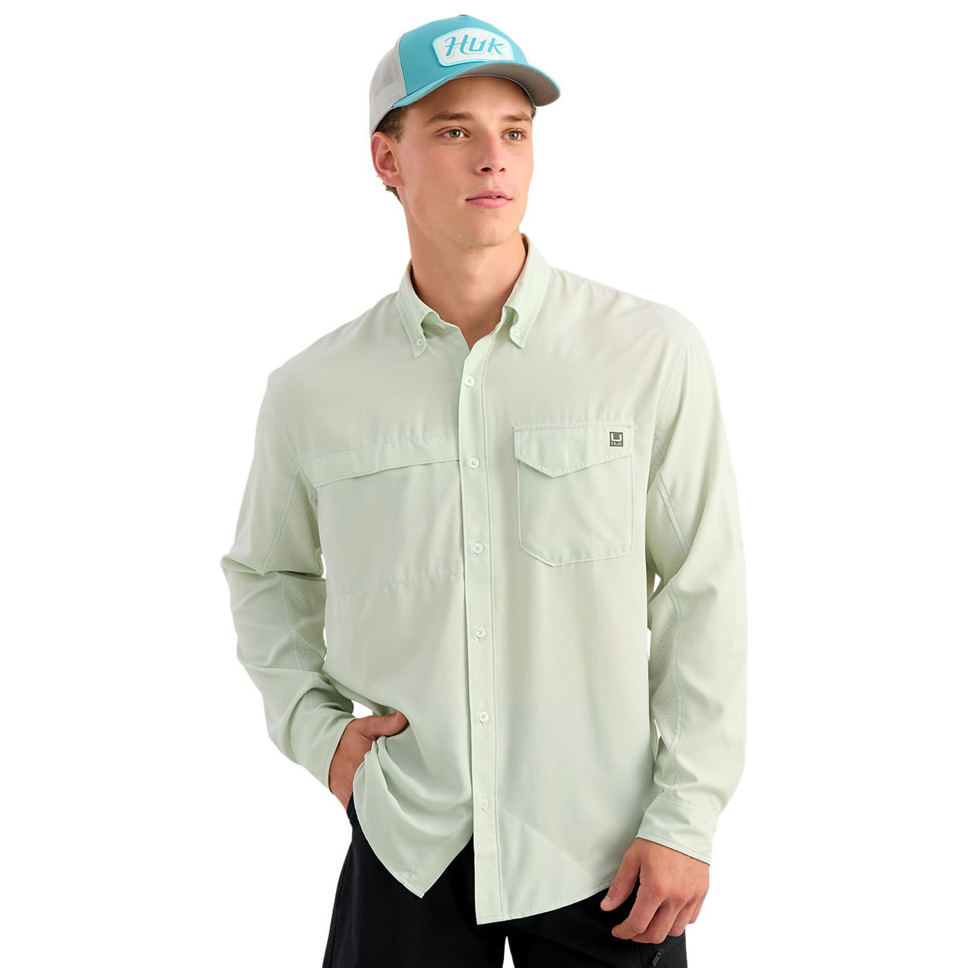 Huk-Tide-Point-Long-Sleeve-Shirt---Men-s-Pale-Algae