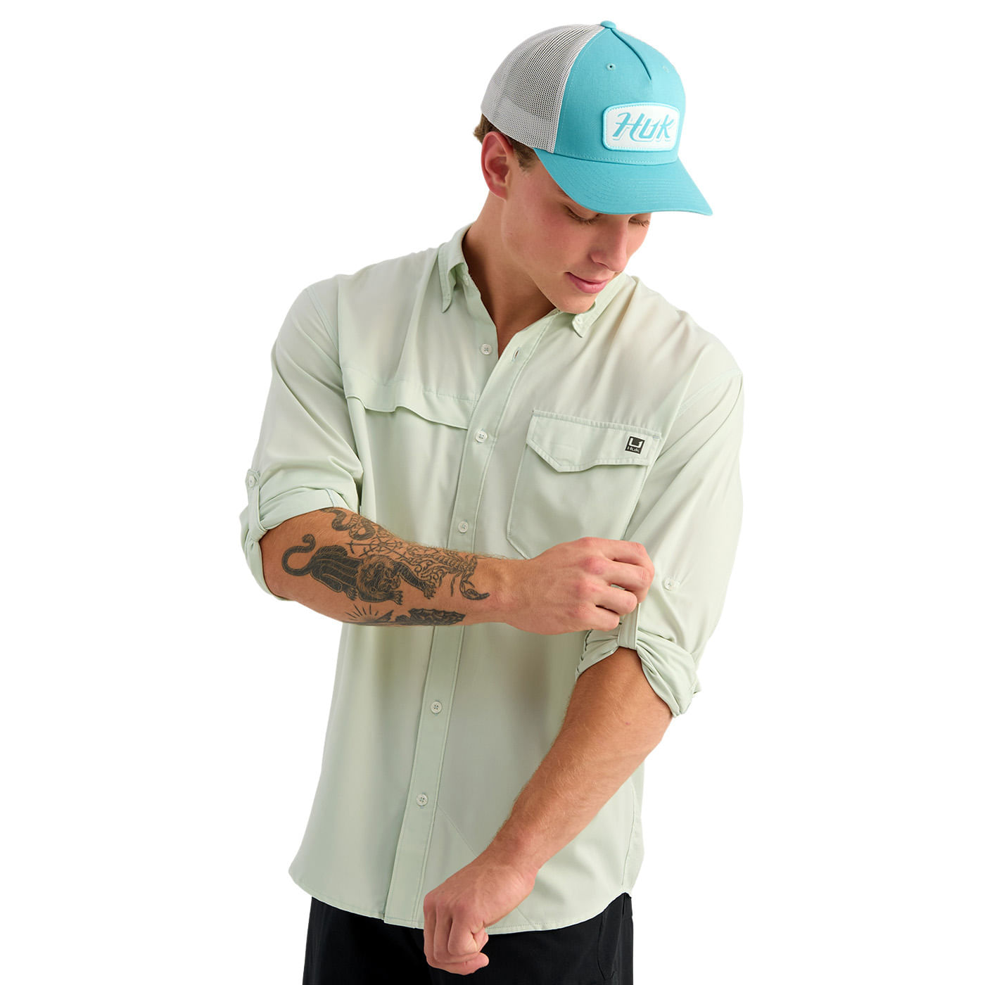 Huk-Tide-Point-Long-Sleeve-Shirt---Men-s-Pale-Algae
