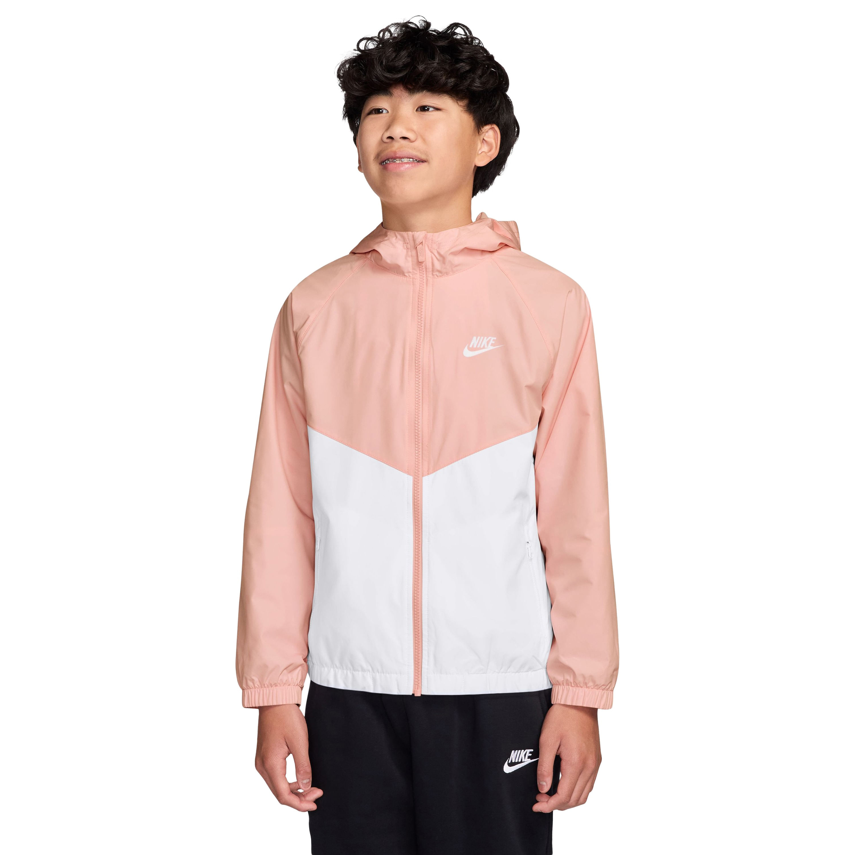 Nike-Sportswear-Windrunner-Hooded-Repel-Jacket---Kids--Arctic-Orange---White---White
