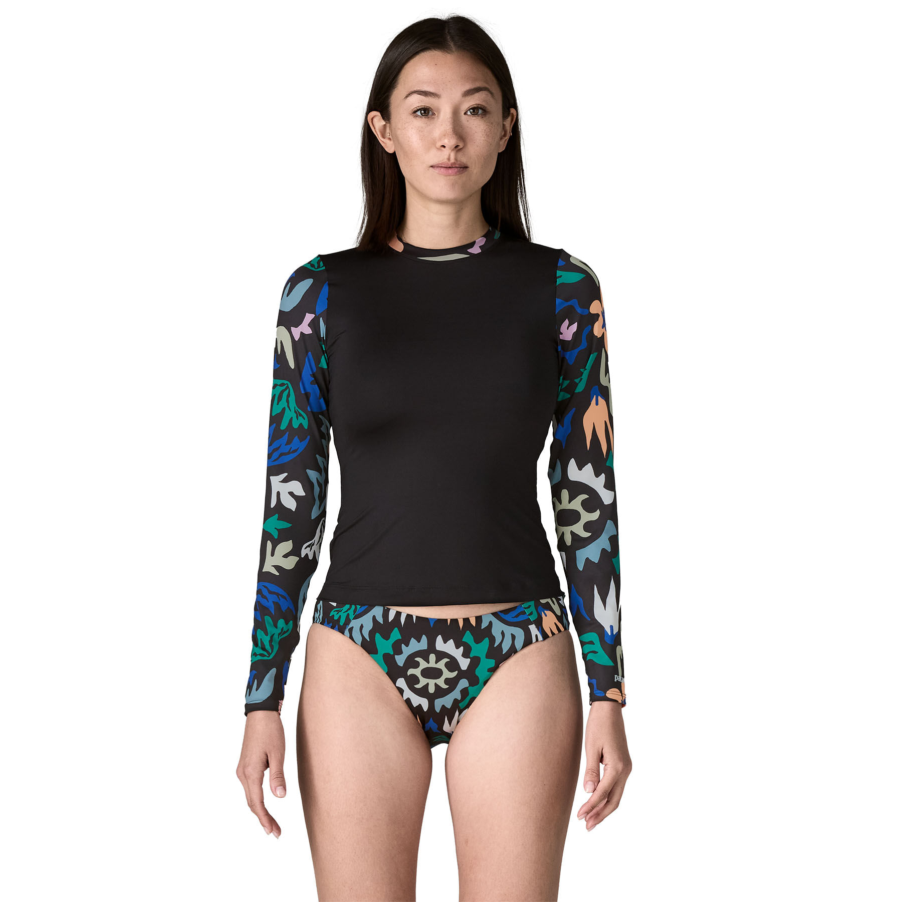 Patagonia Swell Seeker Rashguard - Women's - Kaleido Bloom / Black XS