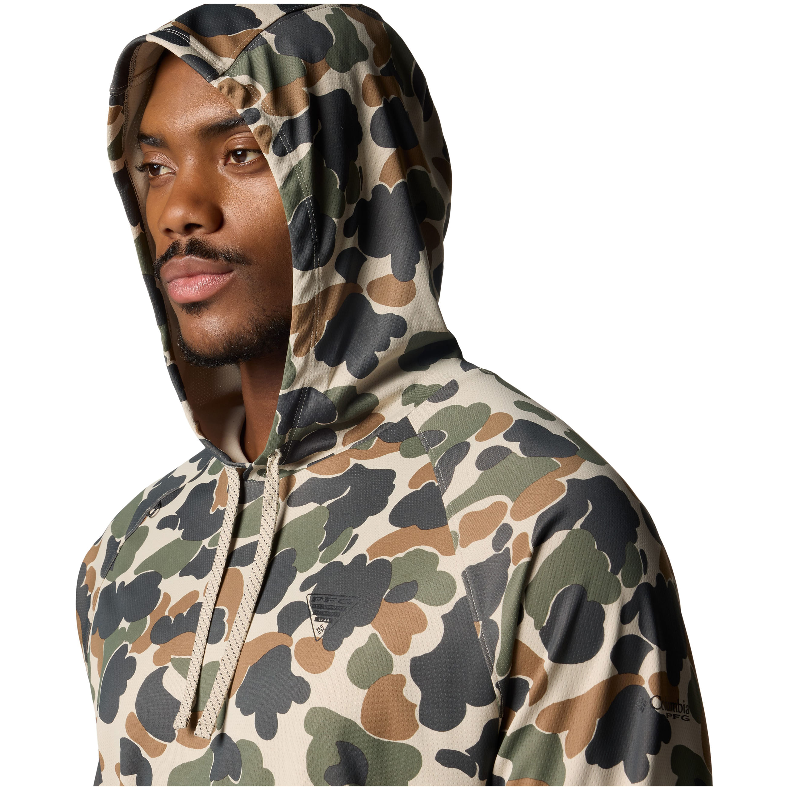 Columbia コロンビアhooded puffer jacket camo COLUMBIA POWDER LITE HOODED JKT BLACK MOD CAMO - Ski down jacket