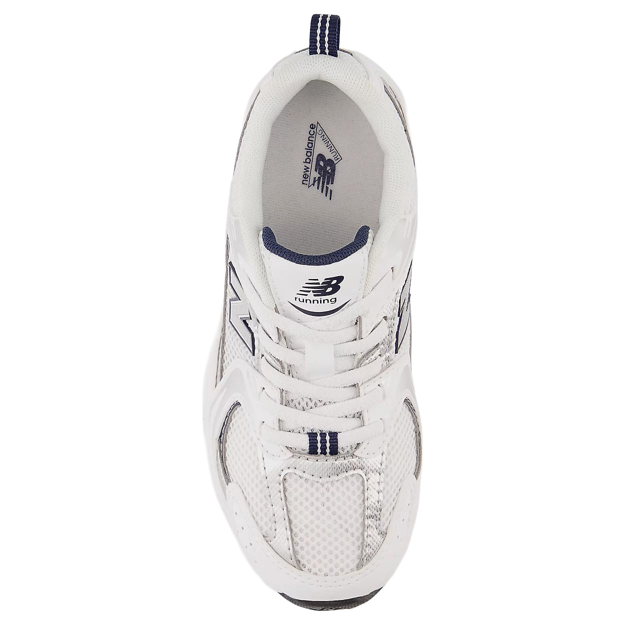 New Balance 530 Bungee Lace Shoe - Kids' - White / Natural Indigo / Silver Metallic 1Y