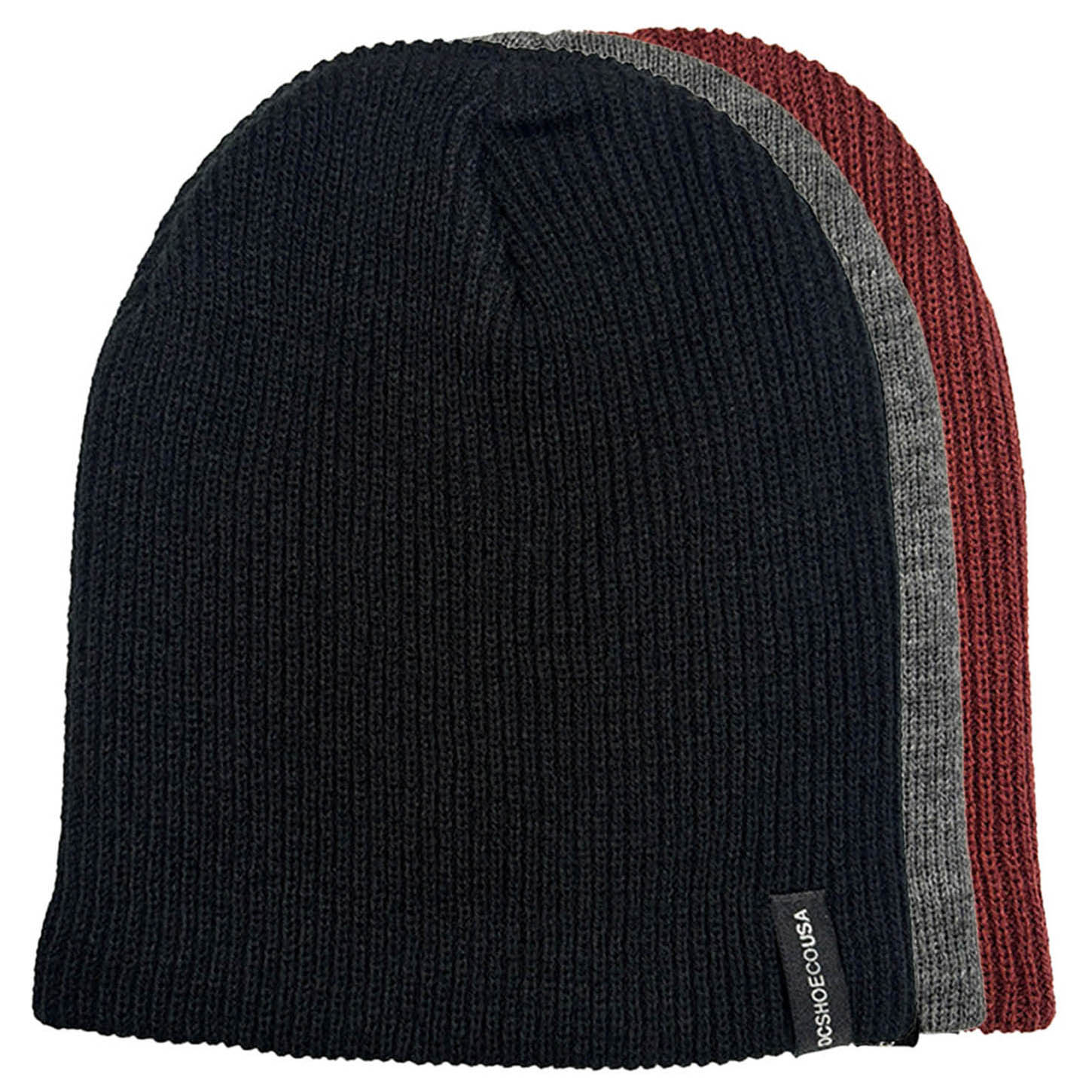 DC-Shoes-Acrylic-Knit-Beanie---Men-s--3-Pack--Black---Grey---Burgundy