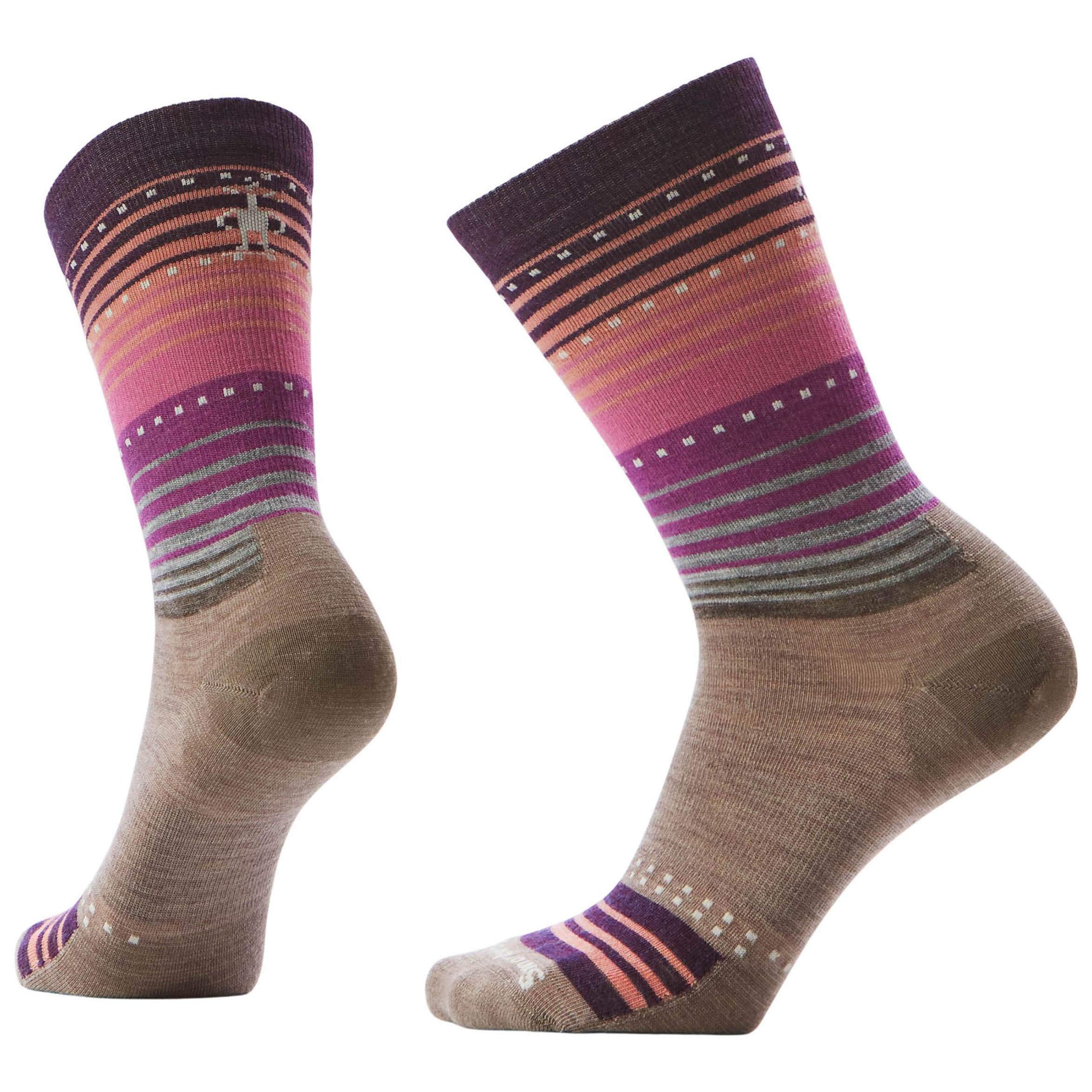 Smartwool-Everyday-Stitch-Stripe-Zero-Cushion-Crew-Sock------Women-s-Fossil---Purple