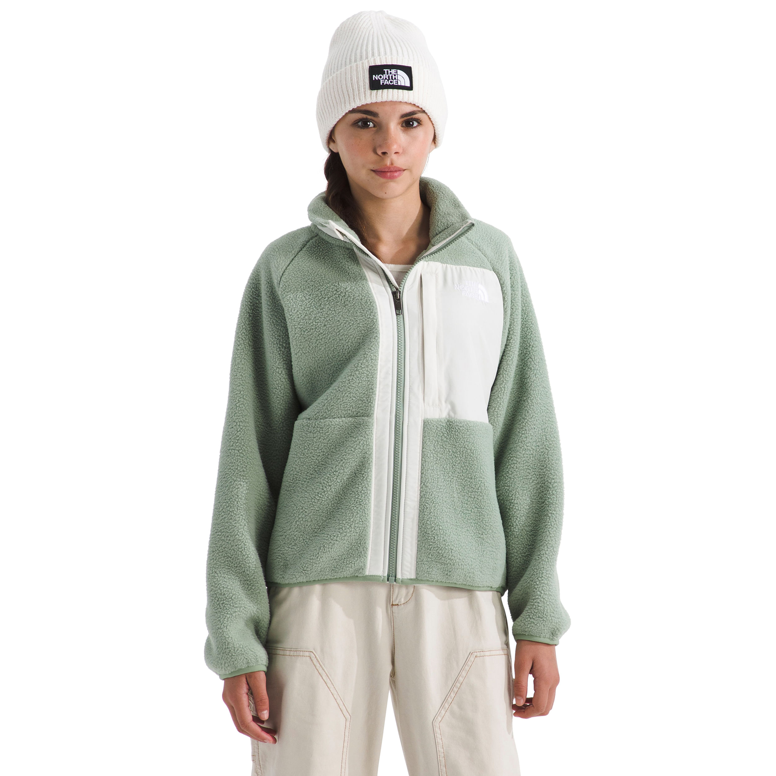 The-North-Face-Yumiori-Full-Zip-Jacket---Girls--Slate-Moss---White-Dune