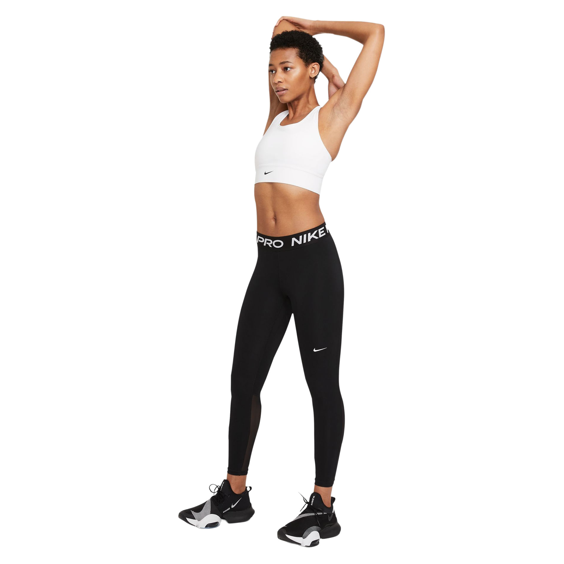 Nike-Pro-Mid-Rise-Mesh-Paneled-Leggings---Women-s-Black---White