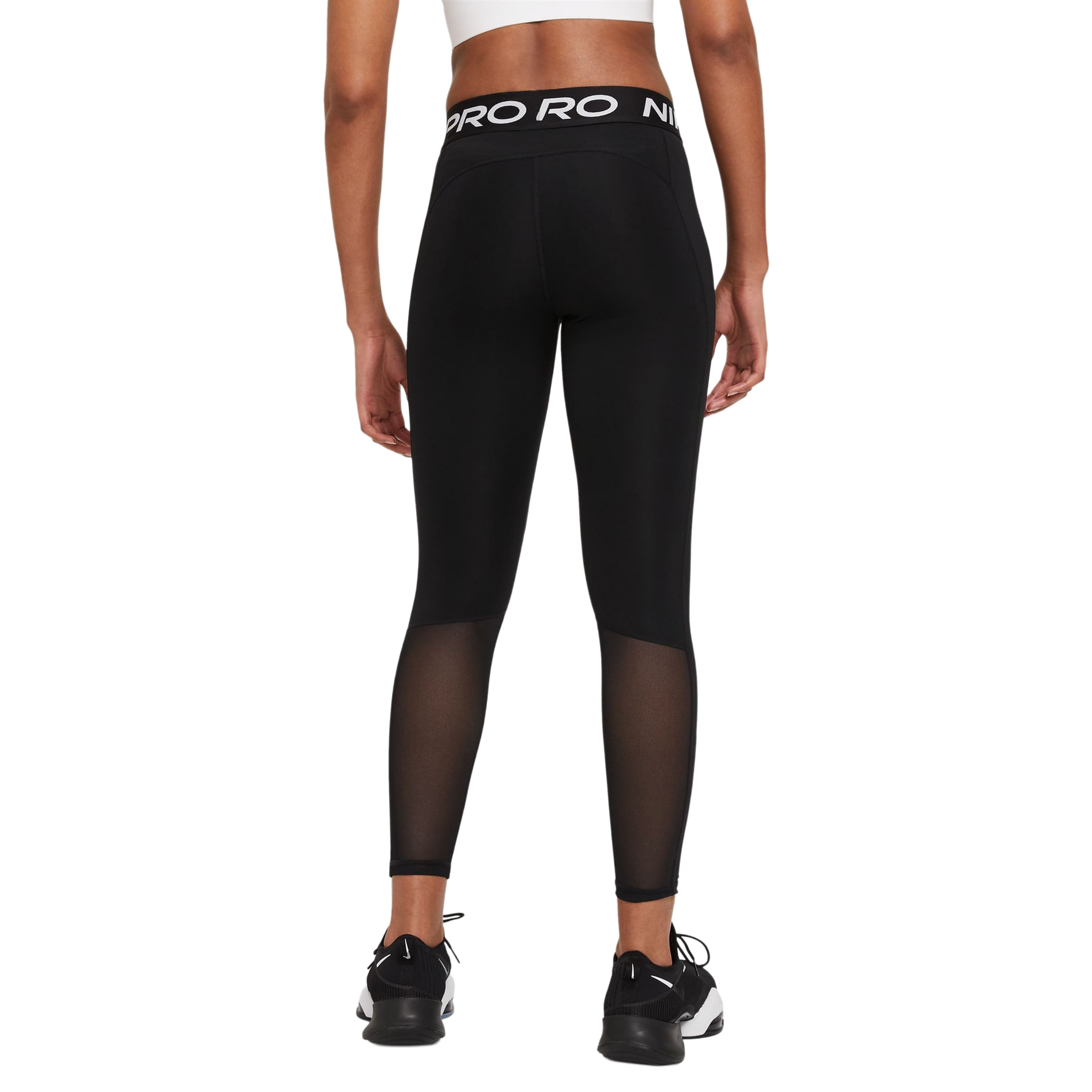 Nike-Pro-Mid-Rise-Mesh-Paneled-Leggings---Women-s-Black---White