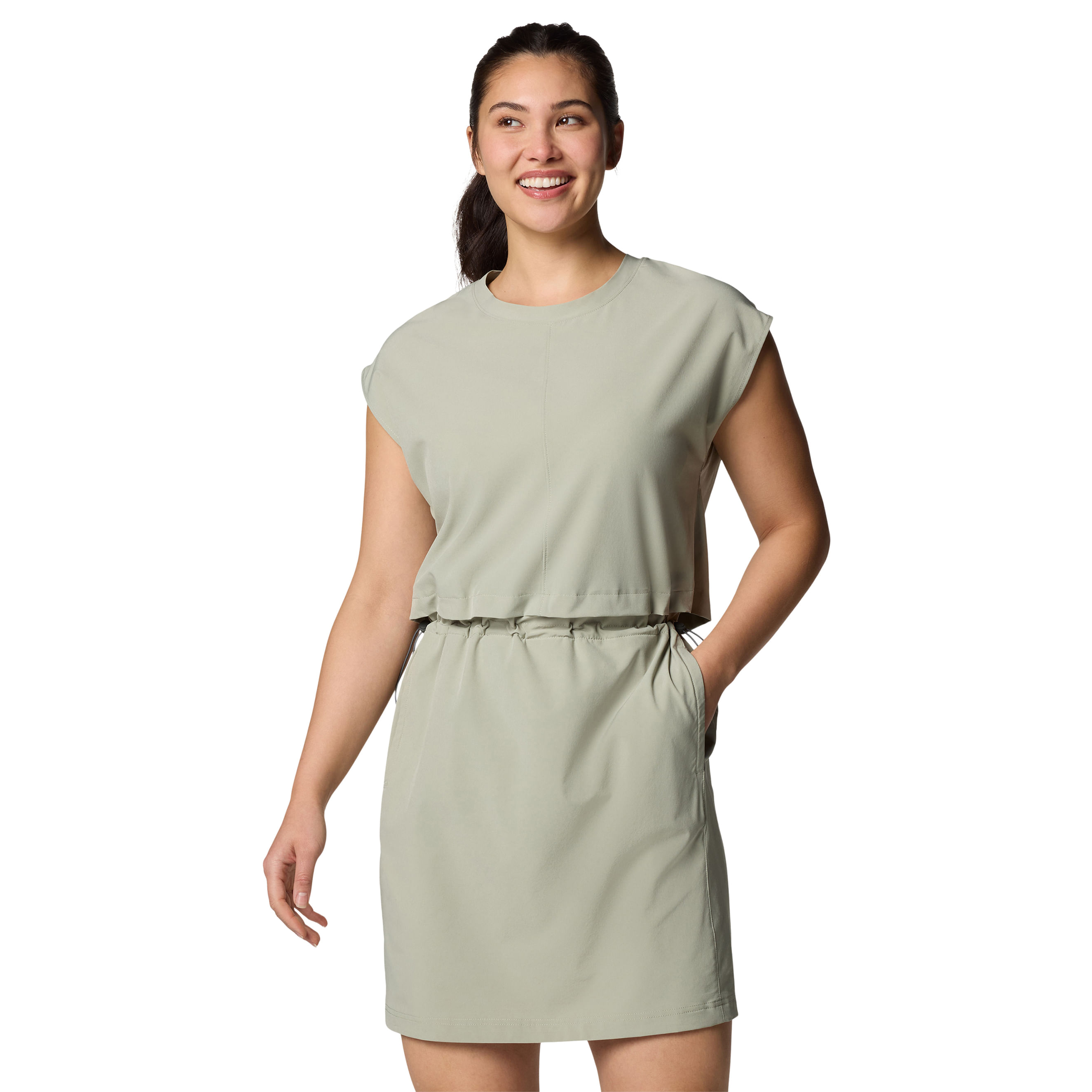 green emerald velvet dress Roxy Golden Dawn Dress-Egret main image 1