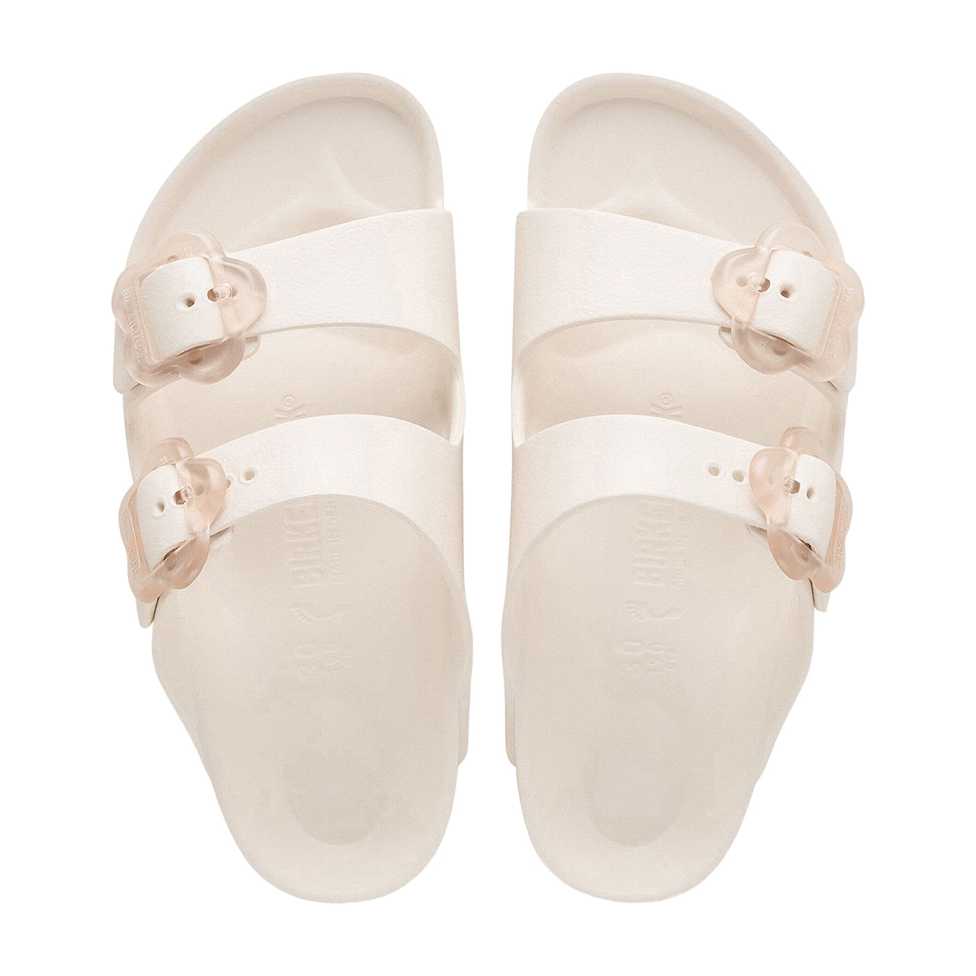 Birkenstock Arizona Flower Buckle Eva Sandal - Girls' - Eggshell 29