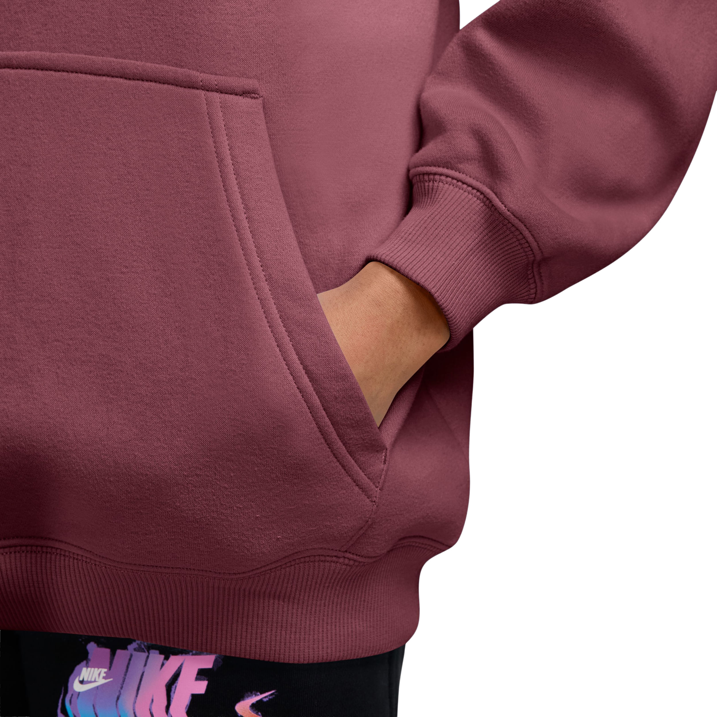 Nike Sportswear Studio Fleece Oversized Pullover Hoodie - Girls' - Pink Smoke, White S – image 3 of 3