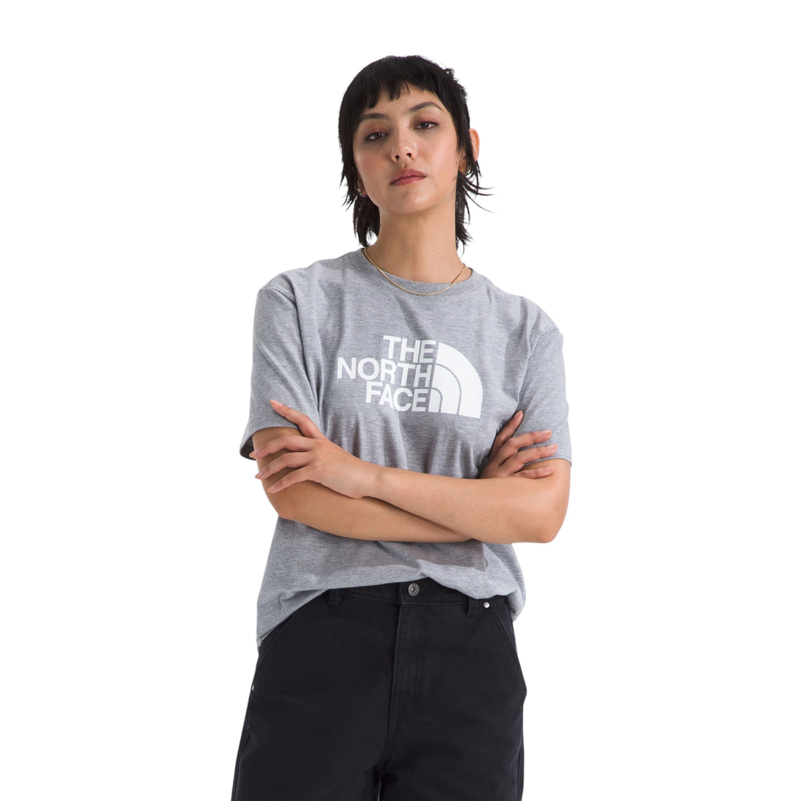 The-North-Face-Core-Half-Dome-Short-Sleeve-Shirt---Women-s-TNF-Pale-Grey-Heather---TNF-White