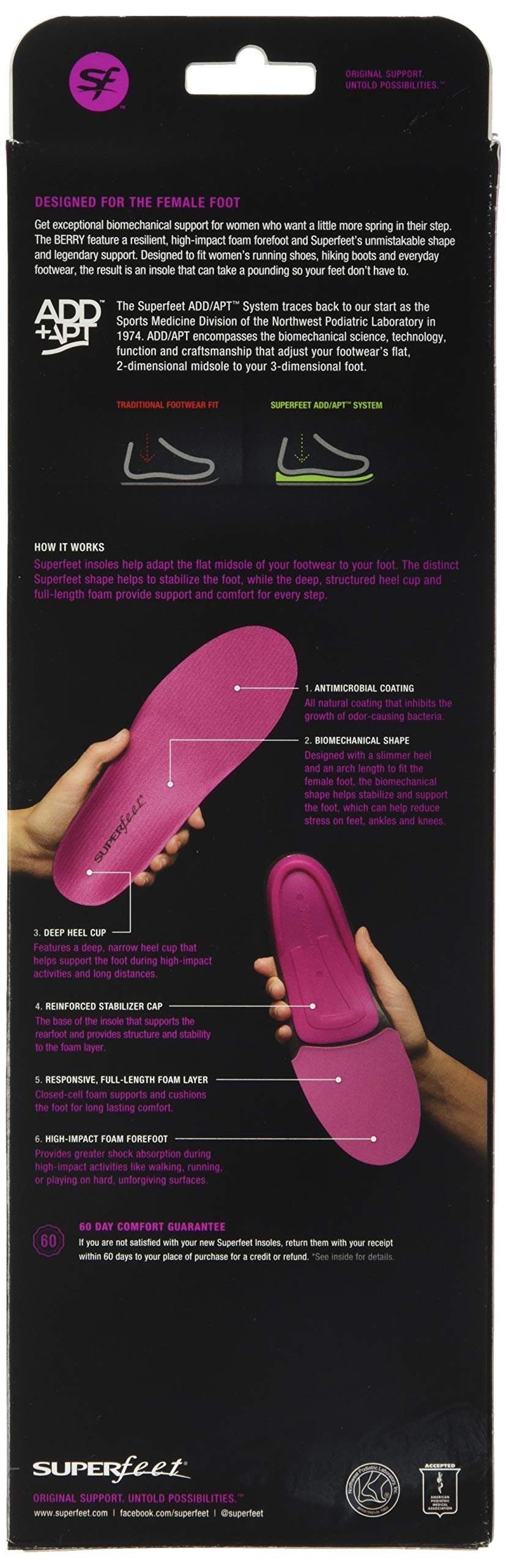 Superfeet Berry Vs Green Trim-To-Fit Orthotic Arch Support Inserts
