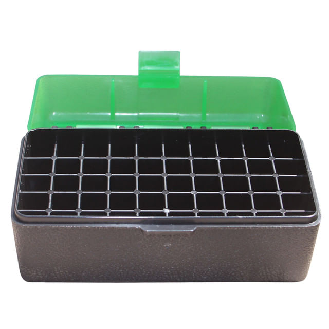 MTM Case-Gard Flip Top 22-250 Remington, 243 Winchester, 308 Winchester, 220 Swift Rifle Ammo Box 50 Rounds - Clear, Green, Sky Blue 22-250, 243 Win, 308 Win, 220 Swift – image 2 of 3